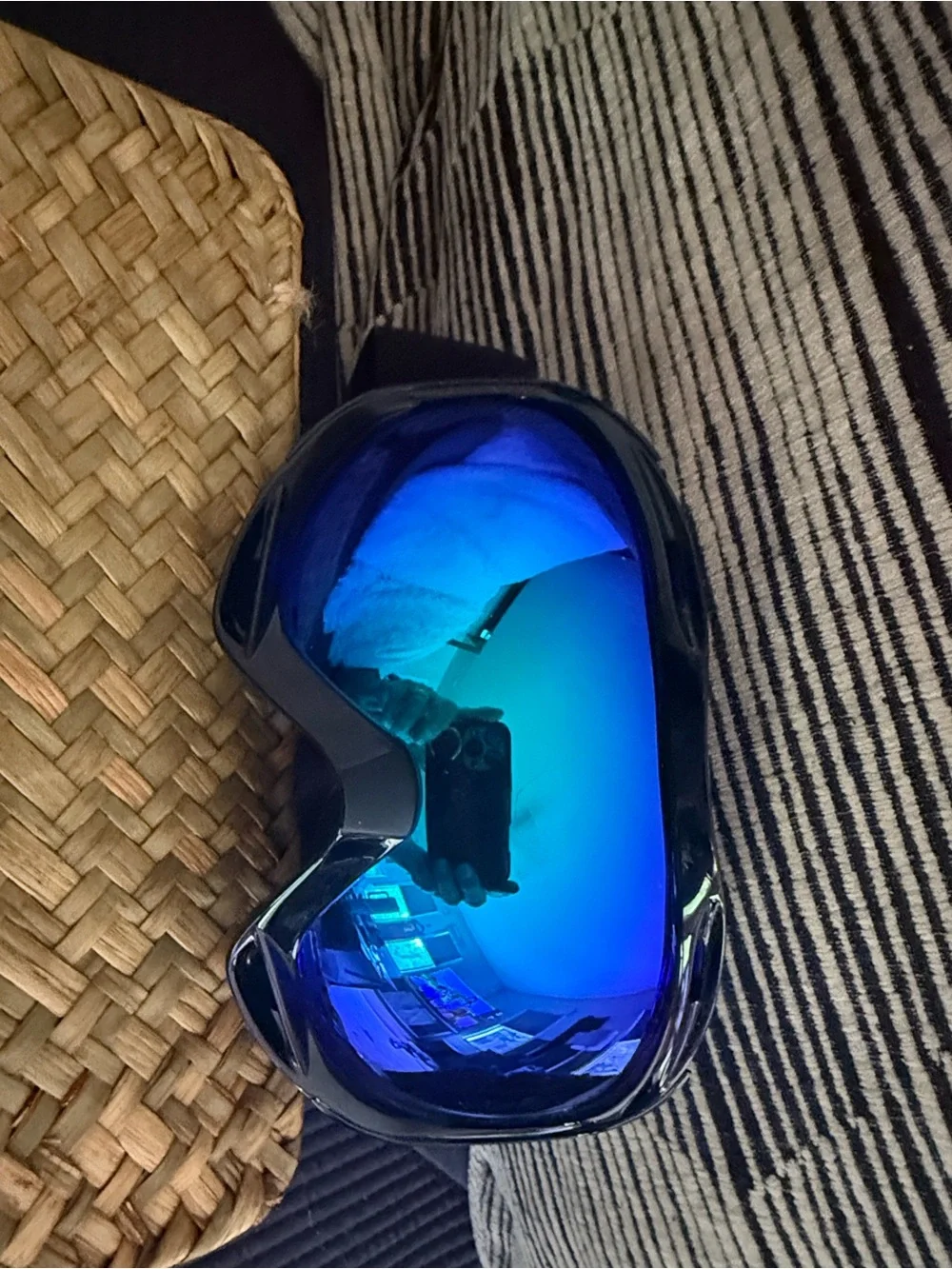 Blue Mirrored Ski Visor/Goggles
